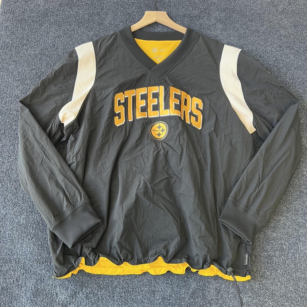Pittsburgh Steelers Jacket Mens Large Black Yellow NFL Football Pullover Nike